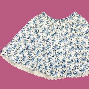 Vintage 90’s SWAT Blue & White Floral Tulle Mini Skirt